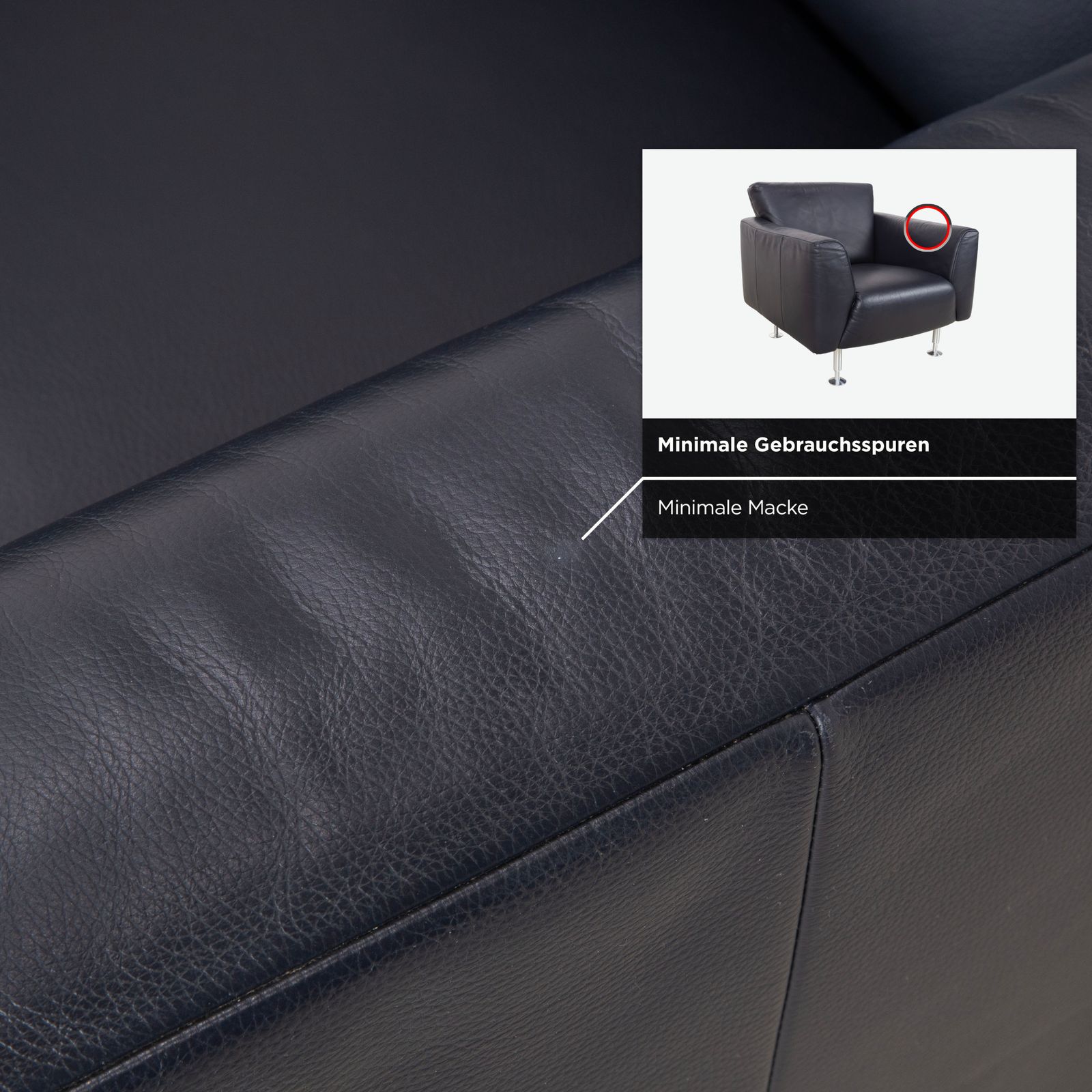 Fauteuil Rolf Benz 250 en cuir bleu marine photo vinterior