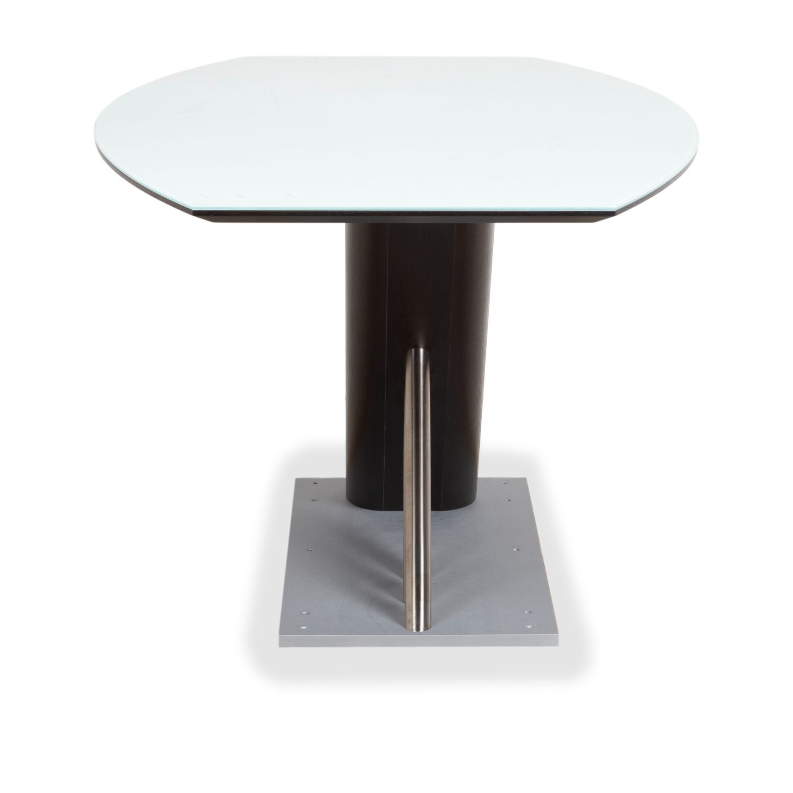 Furniture Musterring Rosario Wood Glass Metal Dining Table Ice Blue Grey Black photo