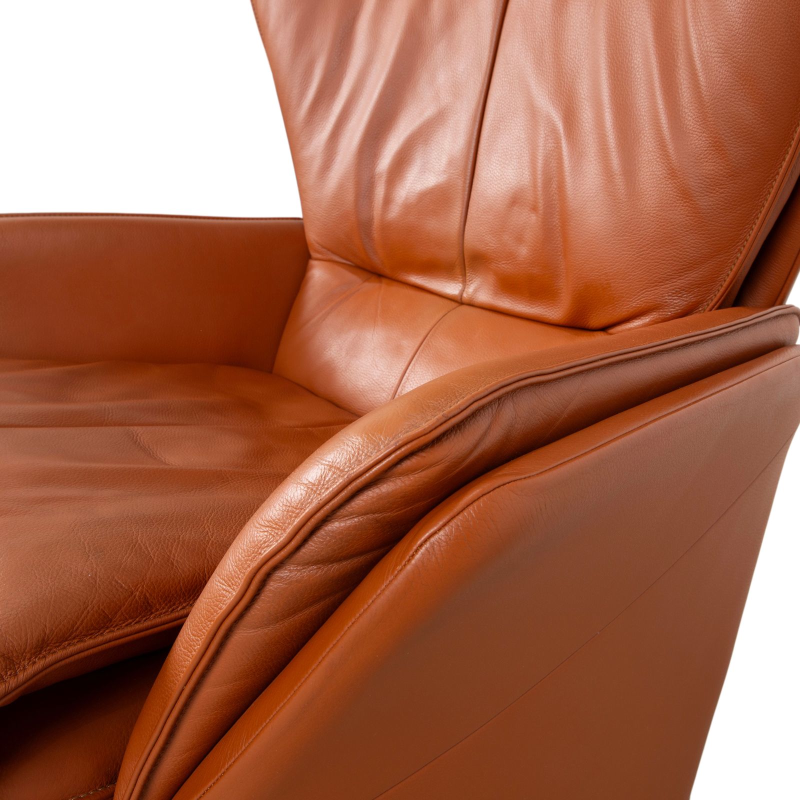 Fauteuil FSM Unus en cuir et chrome, cognac, fonction manuelle photo vinterior