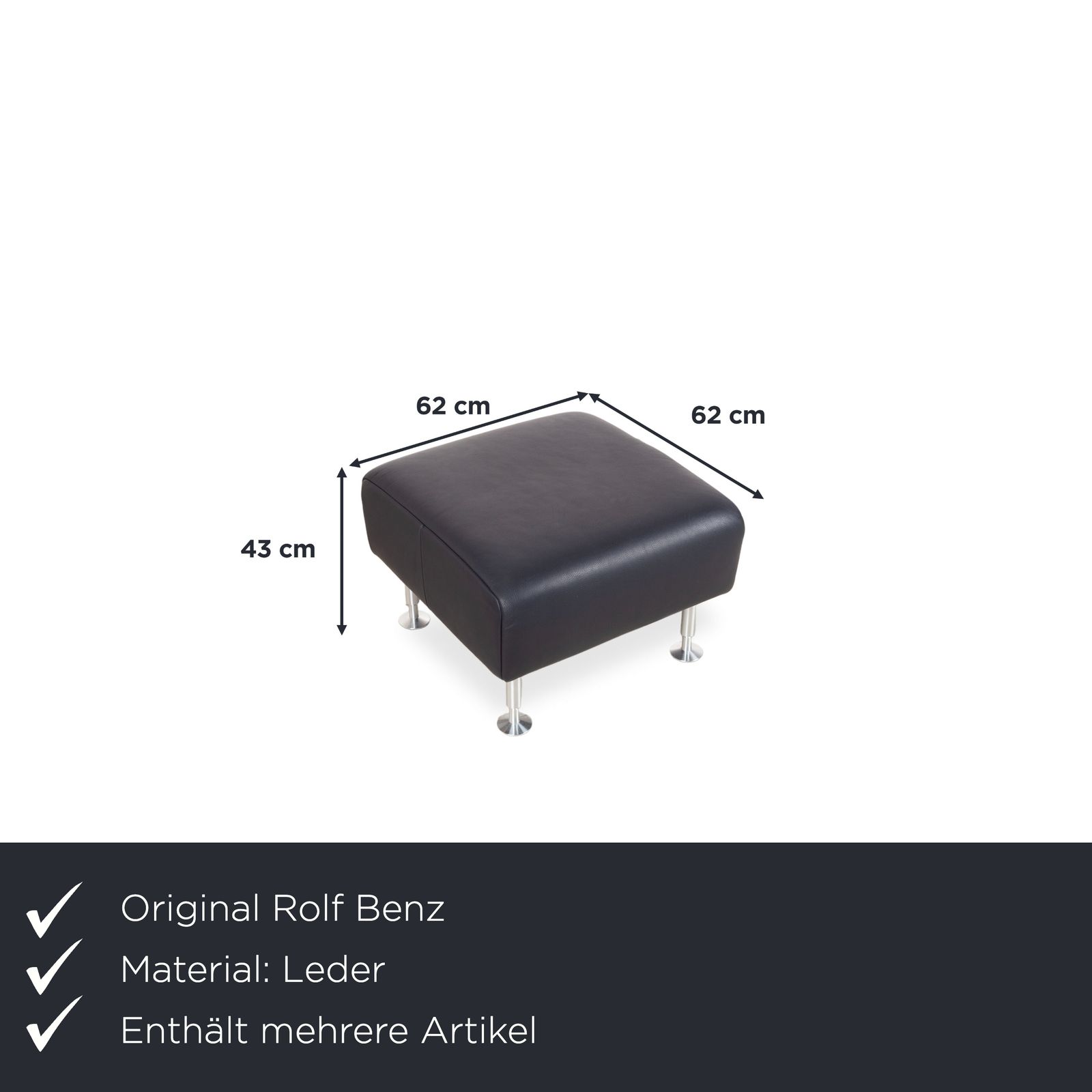 Ensemble fauteuil Rolf Benz 250 en cuir bleu marine photo for sale