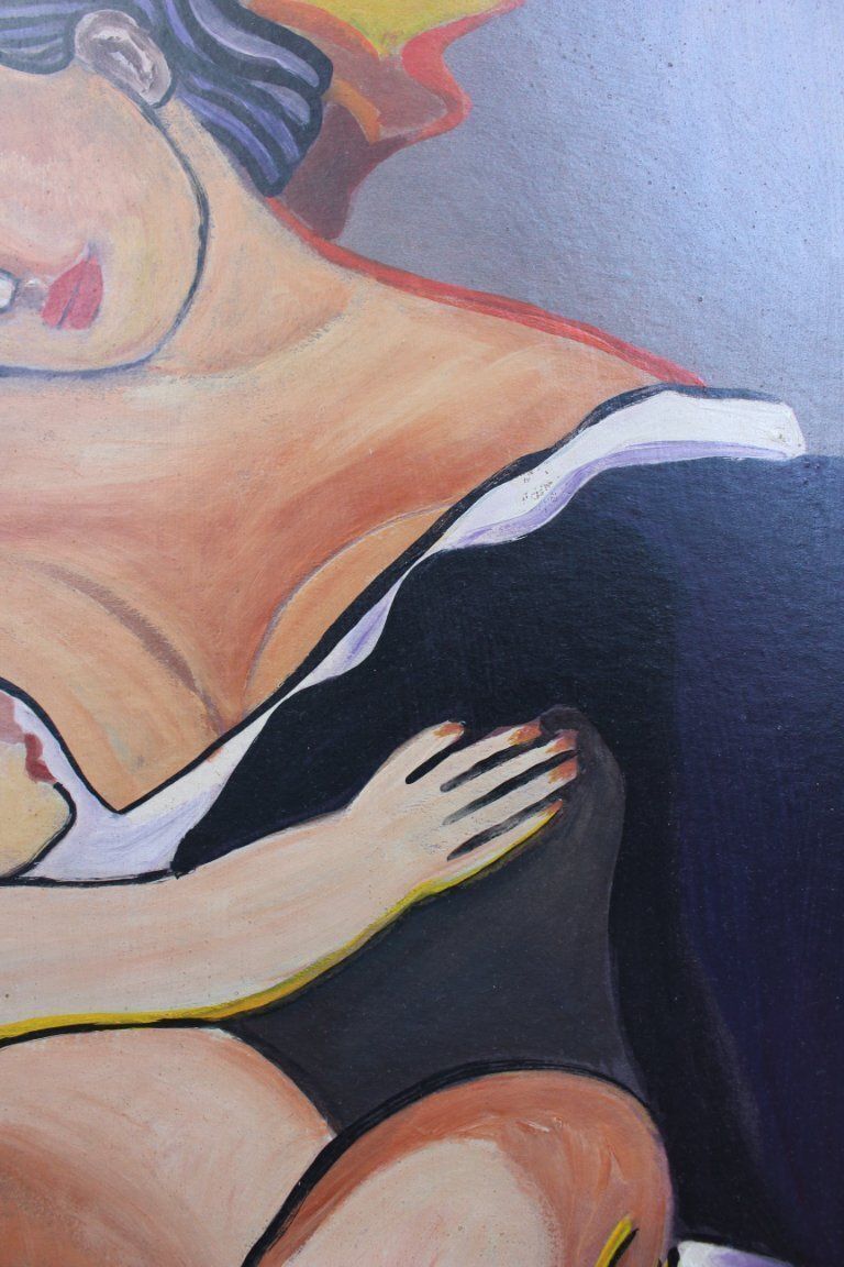 1960s Béla Kádár (Attr.) — Modernist Figural Composition Madonna With Child photo Art