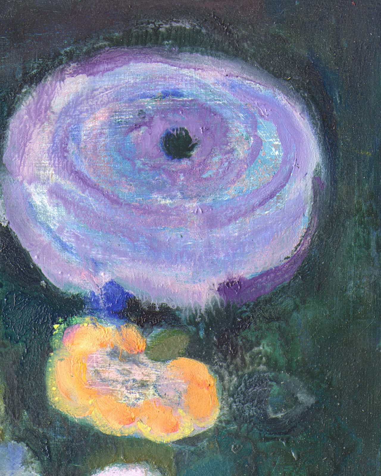 Verzorgd hedendaags olieverfschilderij, semi-abstract bloemenmotief photo for sale