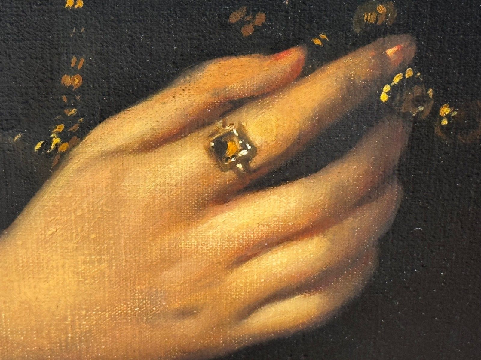 photo vinterior Antiek olieverf portret van Marchesa Elena Grimaldi Cattaneo naar Anthony Van Dyck