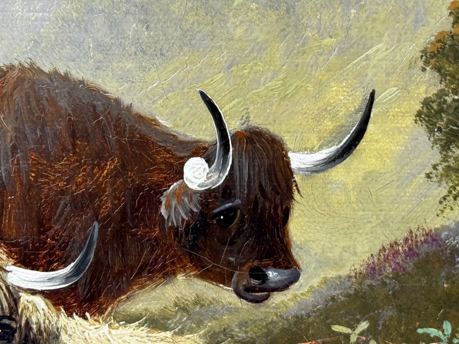 Kunst Landschapsschilderij in olieverf Ben Lawers First Light Mist Highland Cattle Beside Loch Tay ca. 1880 photo