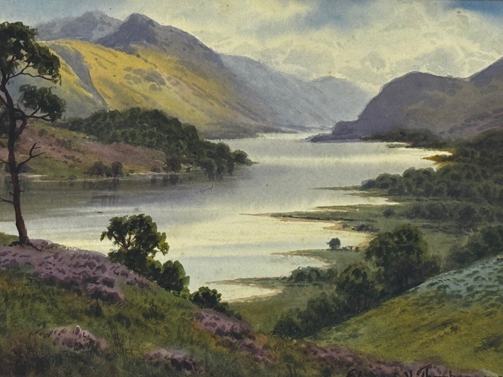 Schilderij van het Lake District, Thirlmere en Helvellyn, door Edward Horace Thompson, ca. 1925 photo furniture