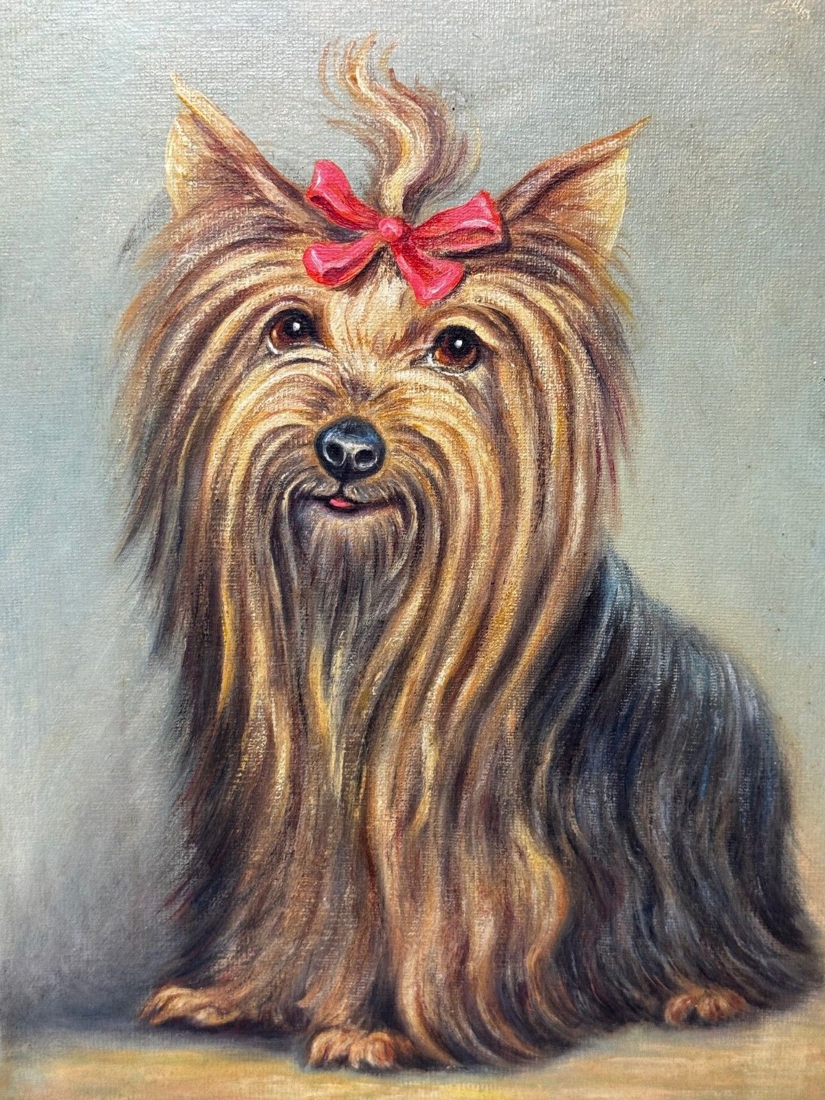 Oil Painting Duchess A Yorkshire Terrier Dog In The Manner Of John Emms photo furniture
