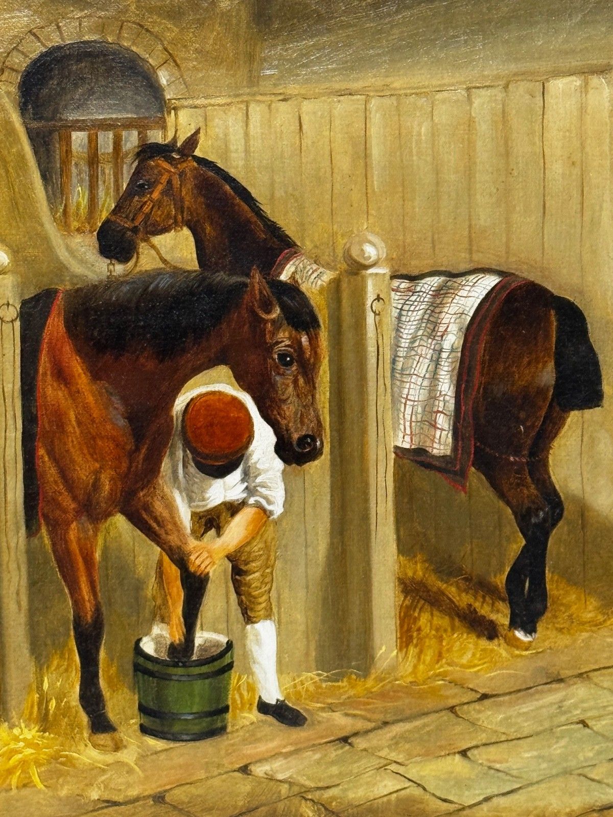 Art Victorian Oil Painting The Hunting Stud After John Frederick Herring Snr  C1900 photo