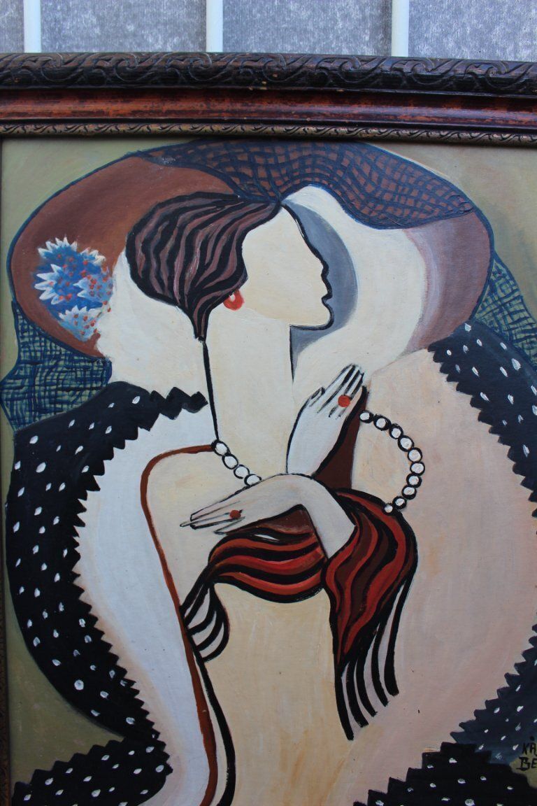 Jaren 1960 mid-century modern expressionistisch naaktschilderij in olieverf photo furniture