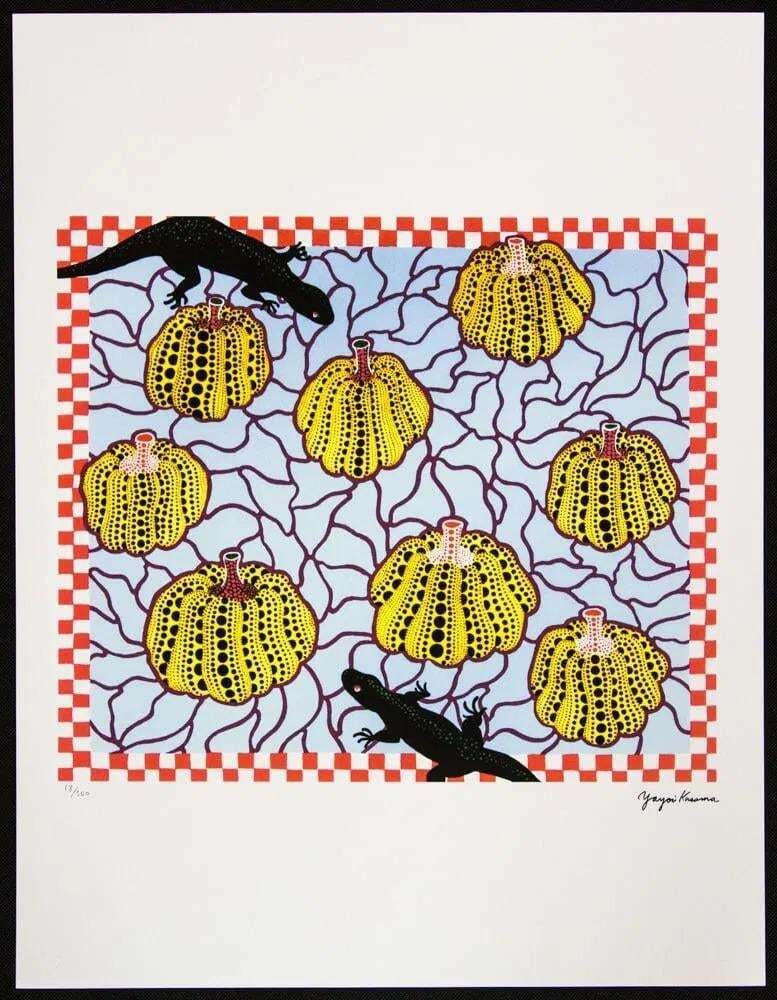 Naar Yayoi Kusama, Black Lizards, lithografie, jaren 1990 photo furniture