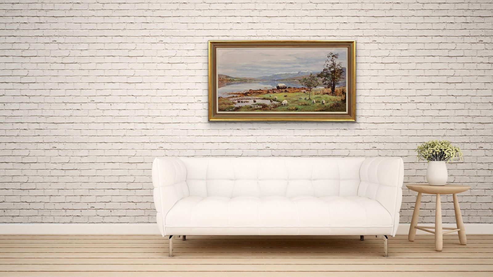 photo vinterior Nancy Bailey 1913 tot 2012. Cornish kunstenares. Ben Nevis From Loch Eil, 1978. Schotland. Vintage ingelijst impasto Schots landschap in olieverf, jaren 1970.