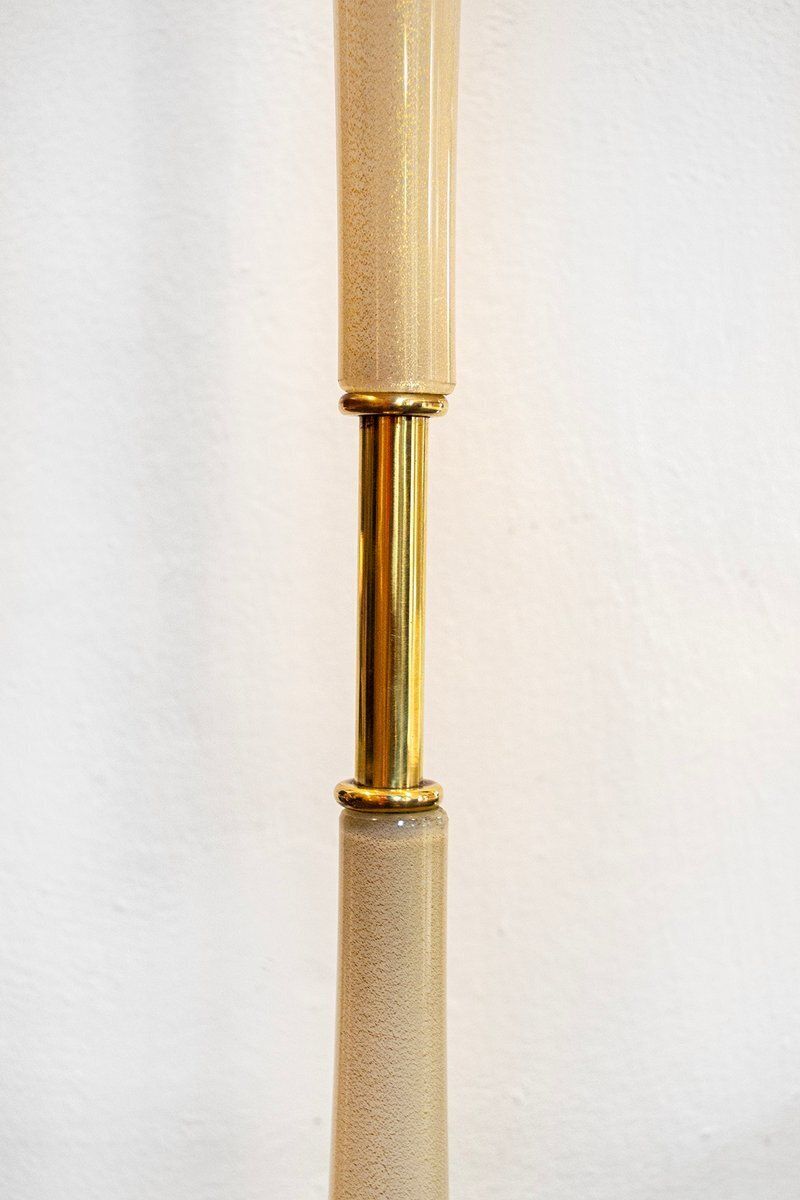 Brass And Glass Floor Lamp By Tomaso Buzzi, Italy, 1950s photo for sale
