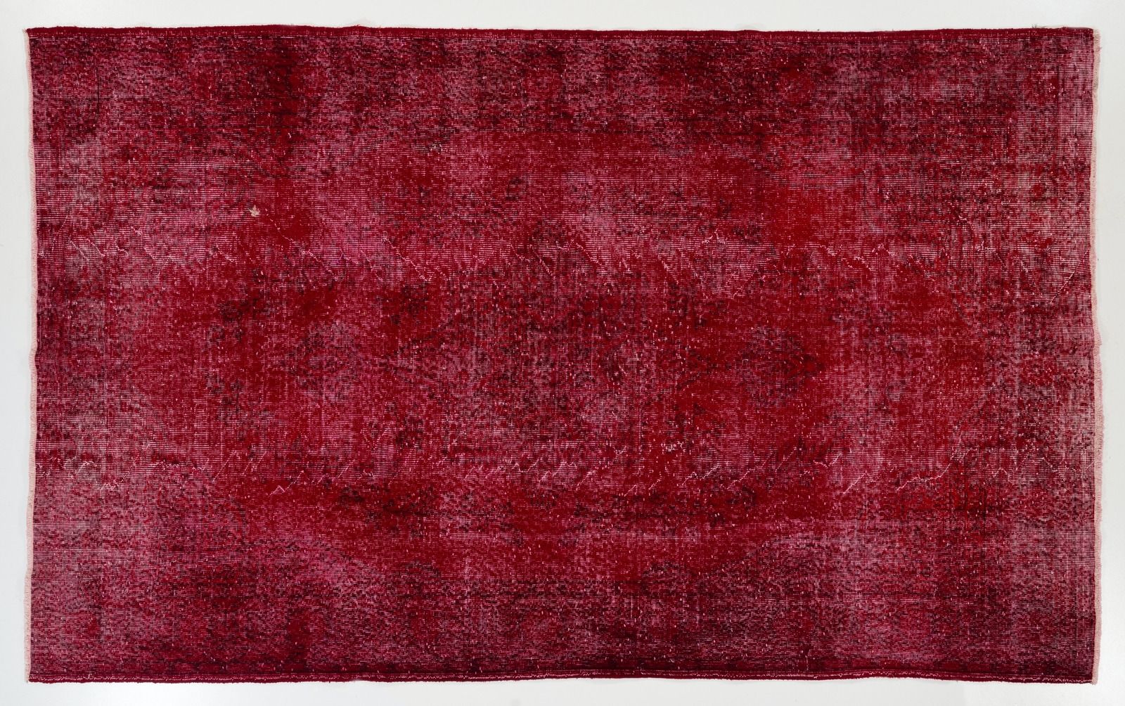 187x300 cm Vintage Vloerkleed, Opnieuw Geverfd in Rood, Handgeknoopt in Turkije photo 519.0