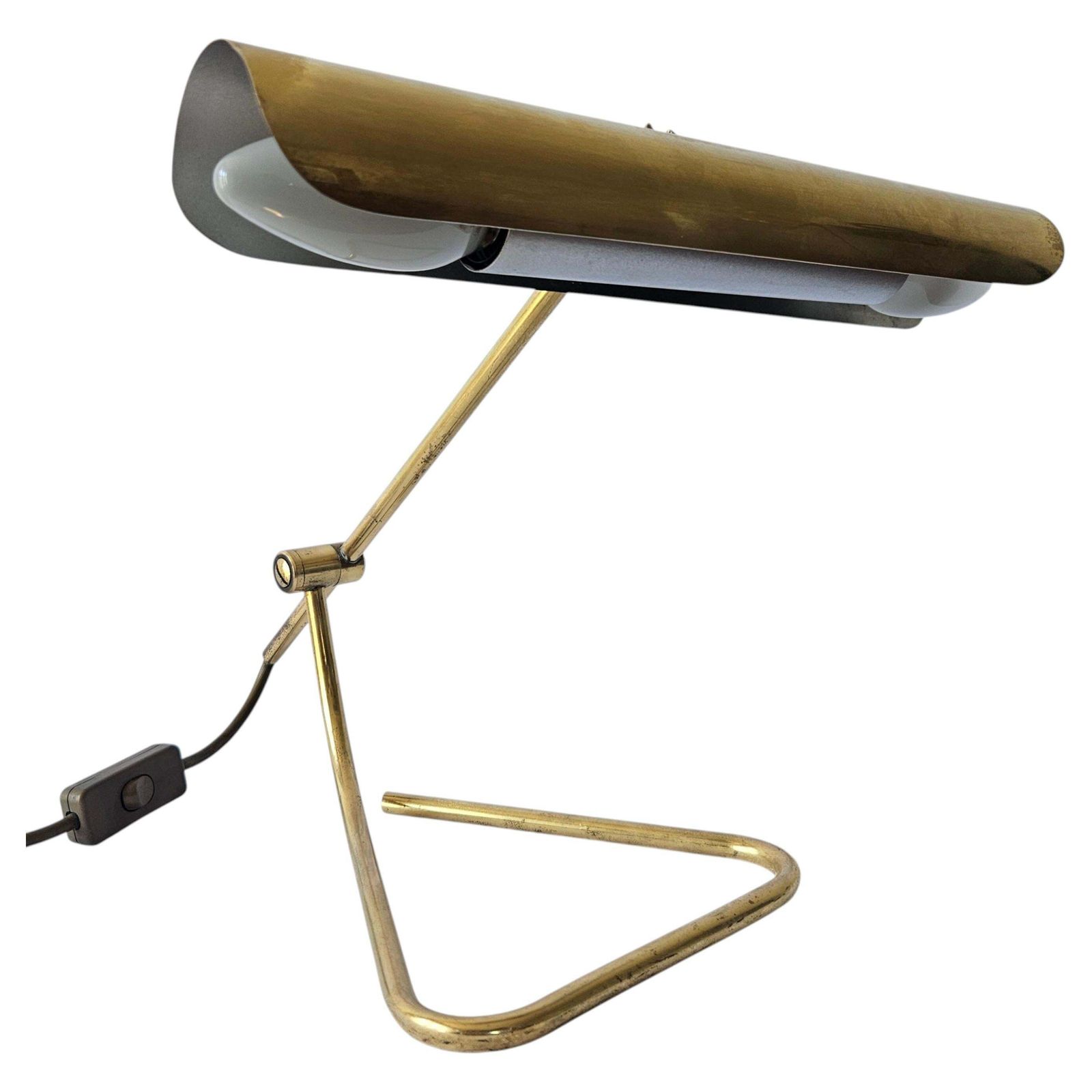 Zeldzame Mid-Century Messing Tafel- of Bureaulamp Omi, Kantoor of Bank, Duitsland, jaren 1970