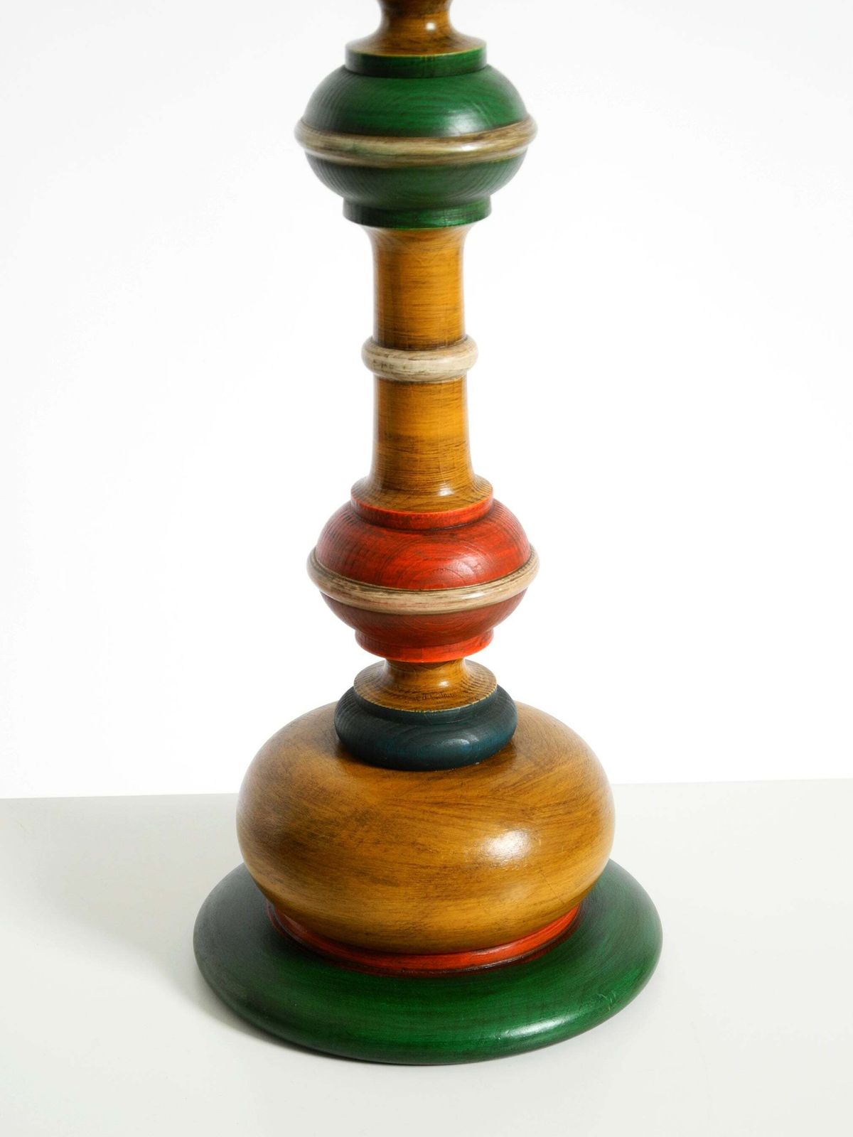Beautiful, Large 1980s Table Lamp Made Of Color Stained Pine Wood photo Lighting
