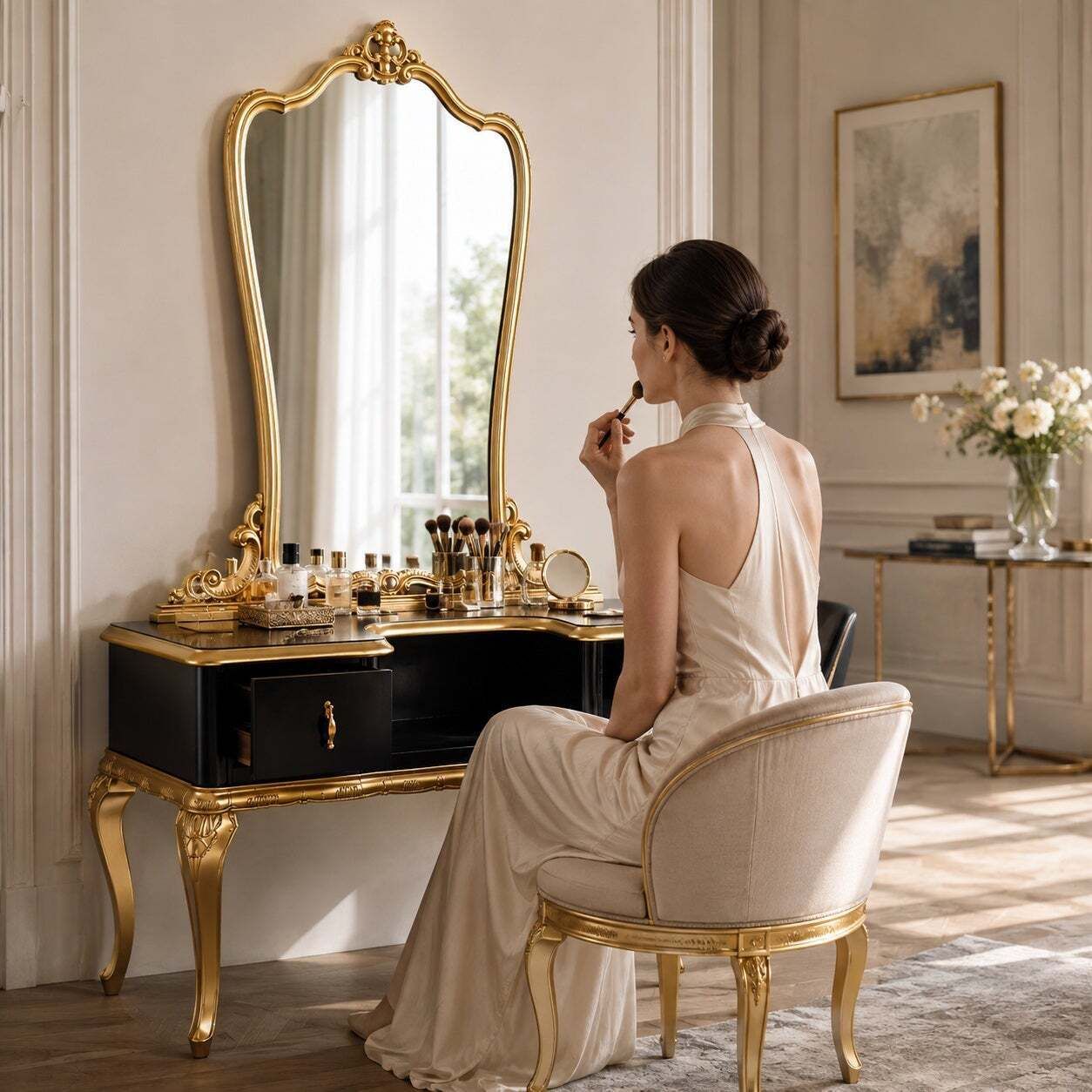 photo furniture 1930s Venetian Cream Lacquered And Gilded Dressing Table By Fratelli Testolini