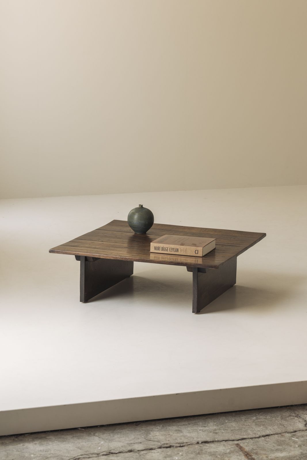 French Brutalist Square Coffee Table Dating From The 1970 photo vintage