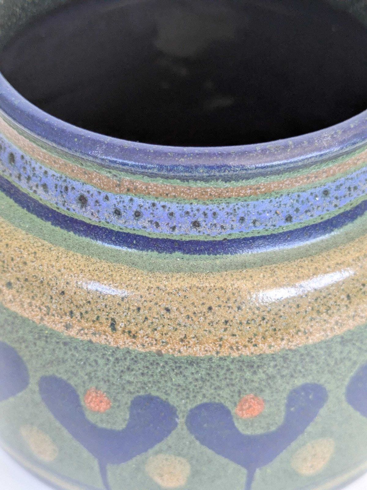 photo furniture Kmk Mora Ceramic Vase West German Pottery Green Blue 1970s