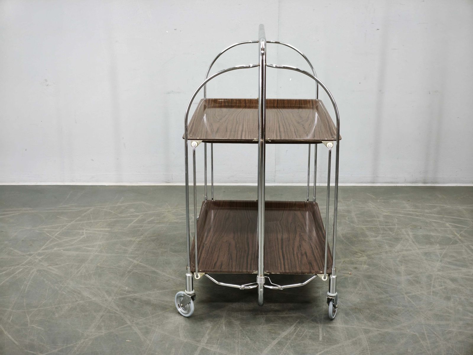 Duitse mid-century opvouwbare chromen serveerwagen, jaren 1960 photo 290.0