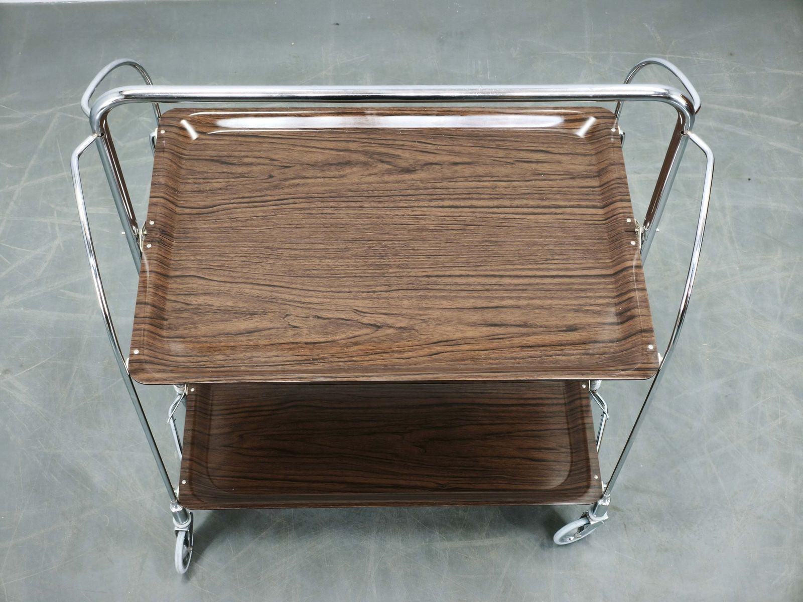 Duitse mid-century opvouwbare chromen serveerwagen, jaren 1960 photo buy