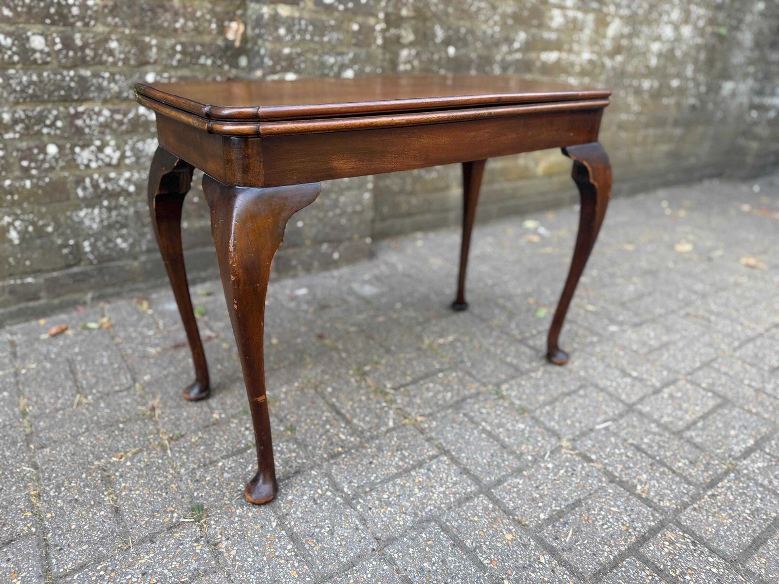 photo for sale Settee Height Vintage Mahogany Games Table Card Table Low Occasional Table Side Table Folding Top Storage Compartment