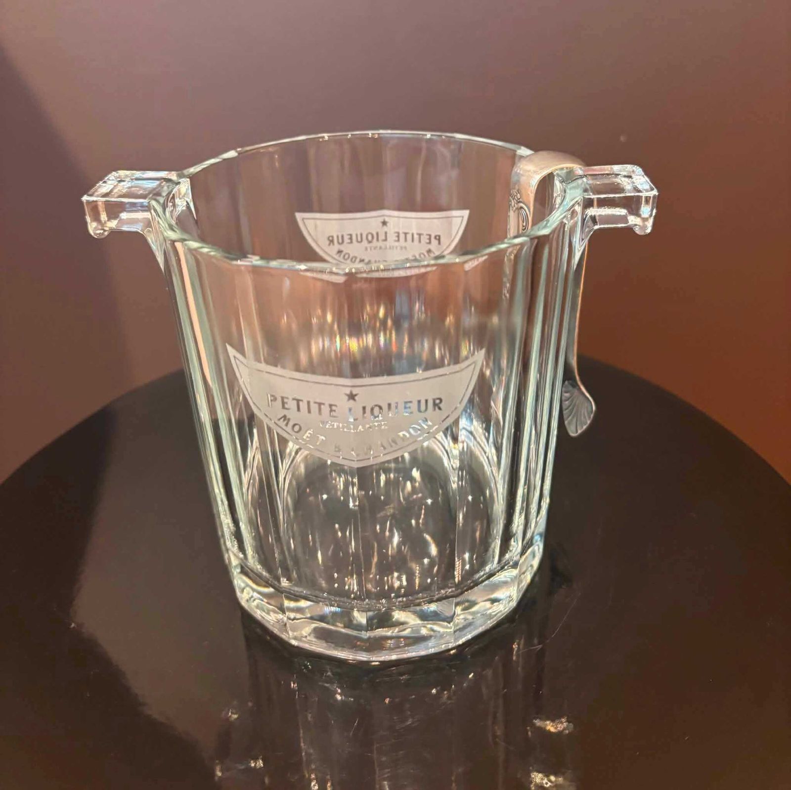 photo vinterior Vintage Moët & Chandon IJsemmer met Zilveren IJstang, Franse Art Deco Petite Liquorelle Barware, jaren 1930