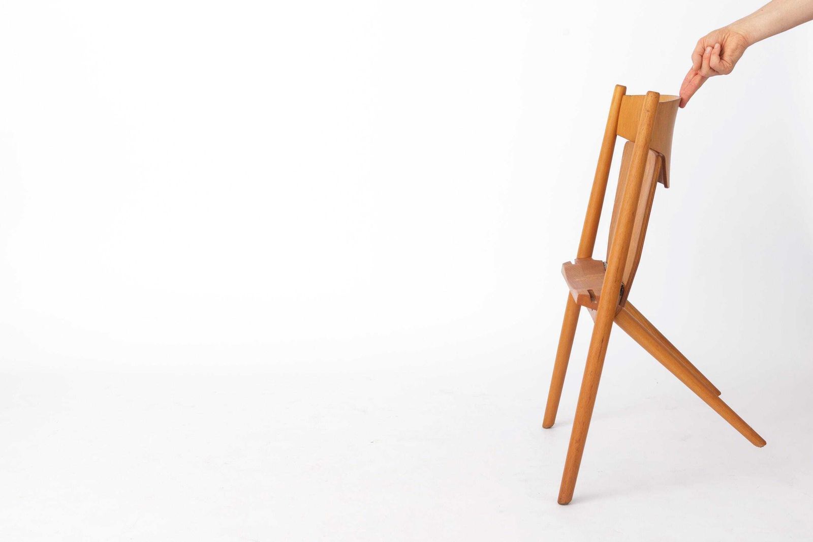 photo for sale Vintage Hiller Folding Chair | German Beech Wood Chair | Space Saving Mid Century Design, 1970s