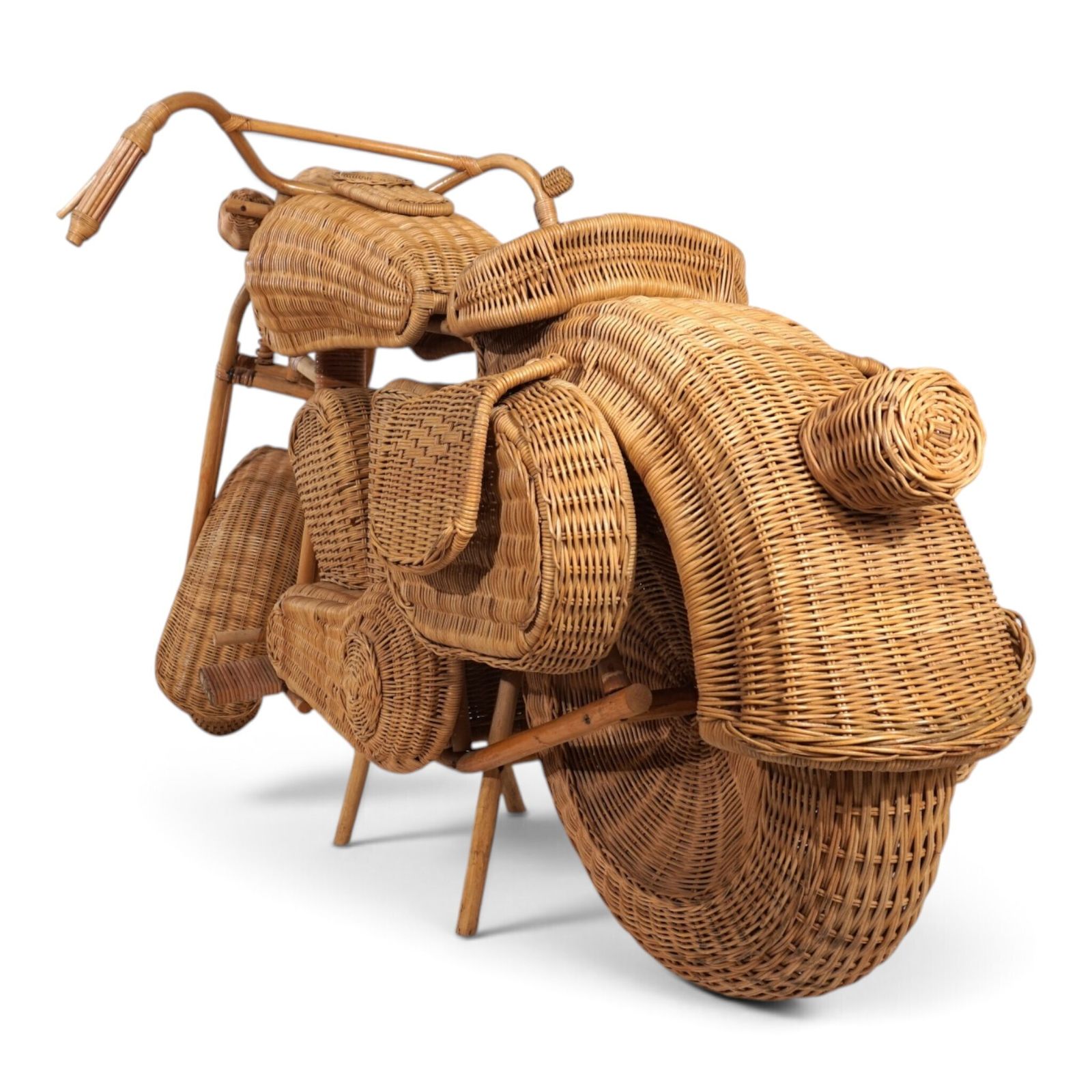 Tom Dixon Toegeschreven Harley Davidson Motorfiets Sculptuur Voor Habitat In Rotan, 1990 photo furniture