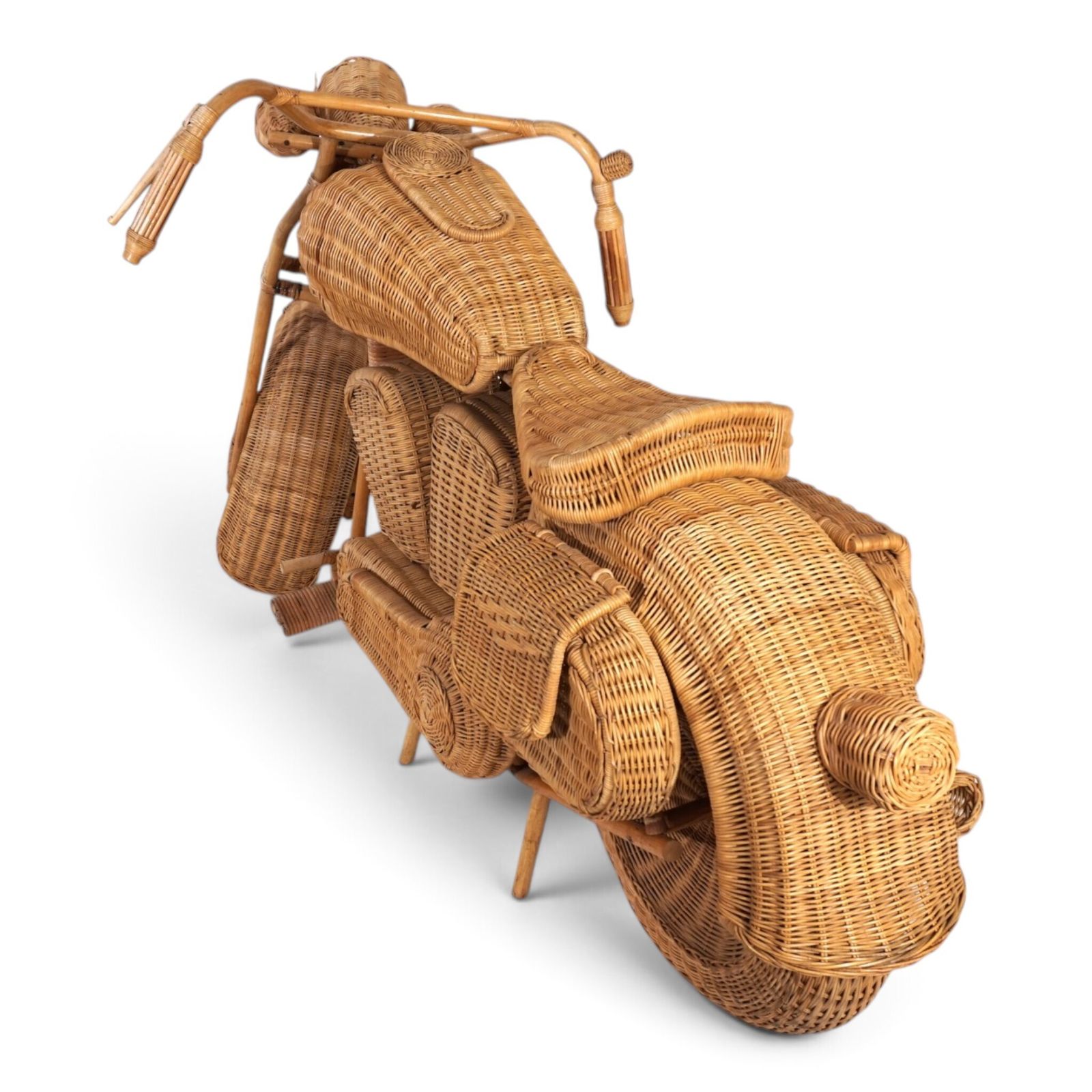Tom Dixon Toegeschreven Harley Davidson Motorfiets Sculptuur Voor Habitat In Rotan, 1990 photo vintage