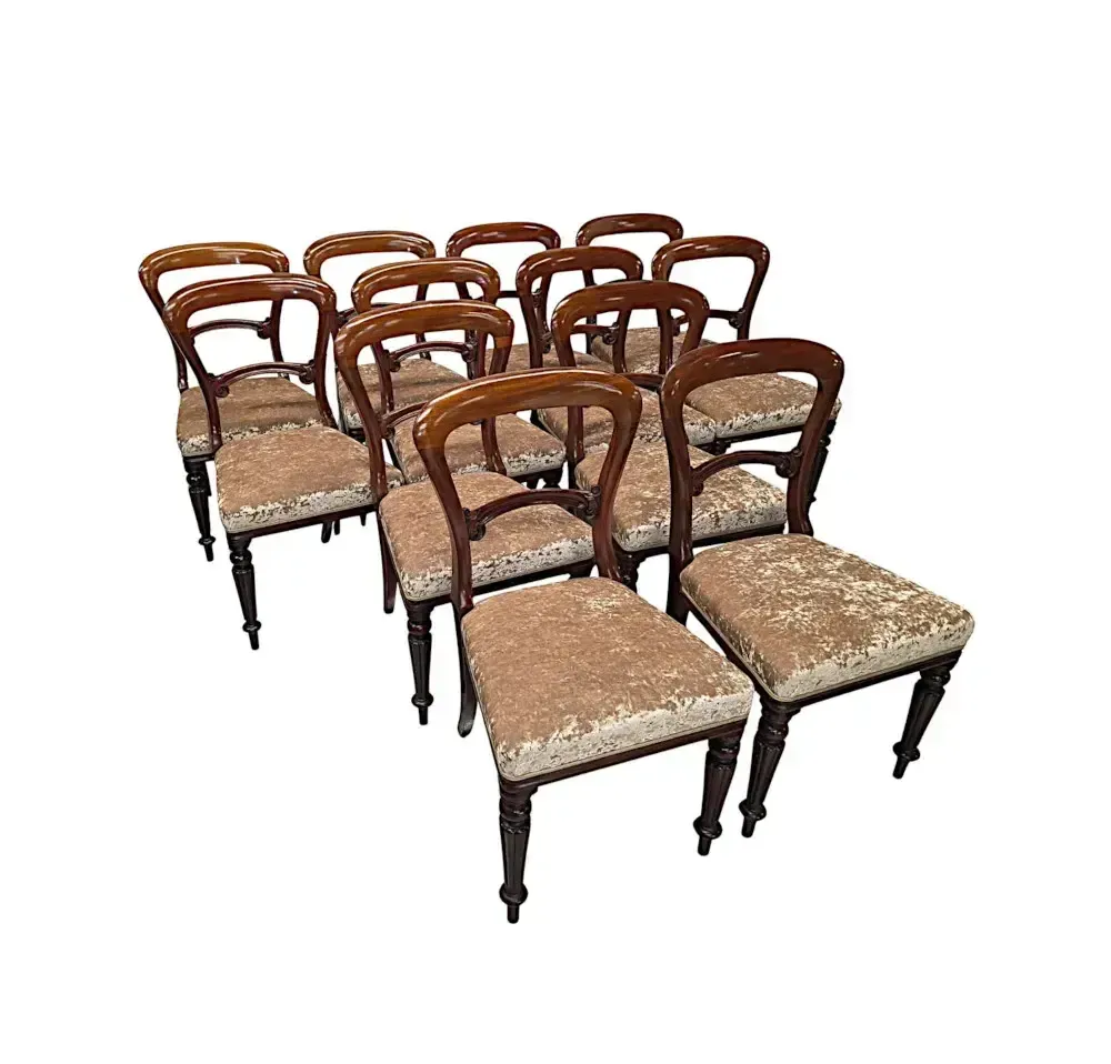 A Very Rare Fully Restored 19th Century Set Of Twelve Dining Chairs Attributed To Gillows