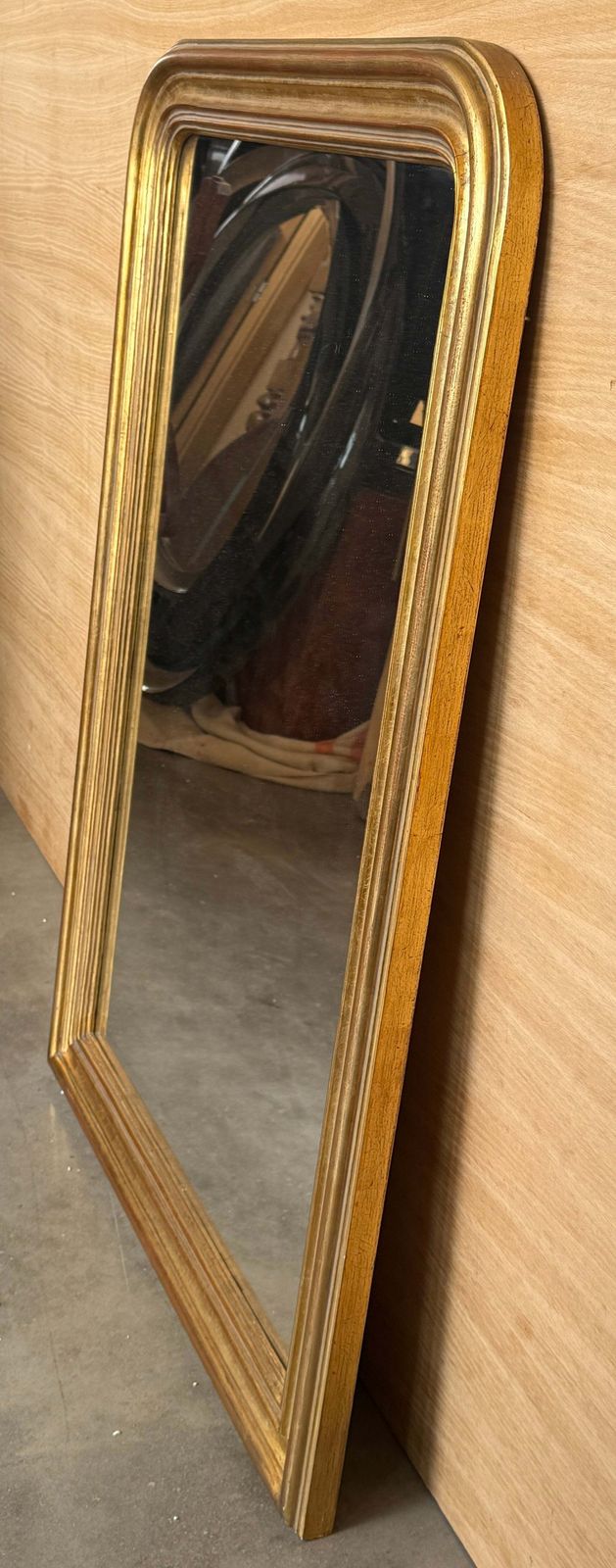 Antique French Giltwood Wall Mirror With Rounded Corners, Late 19th Century photo for sale