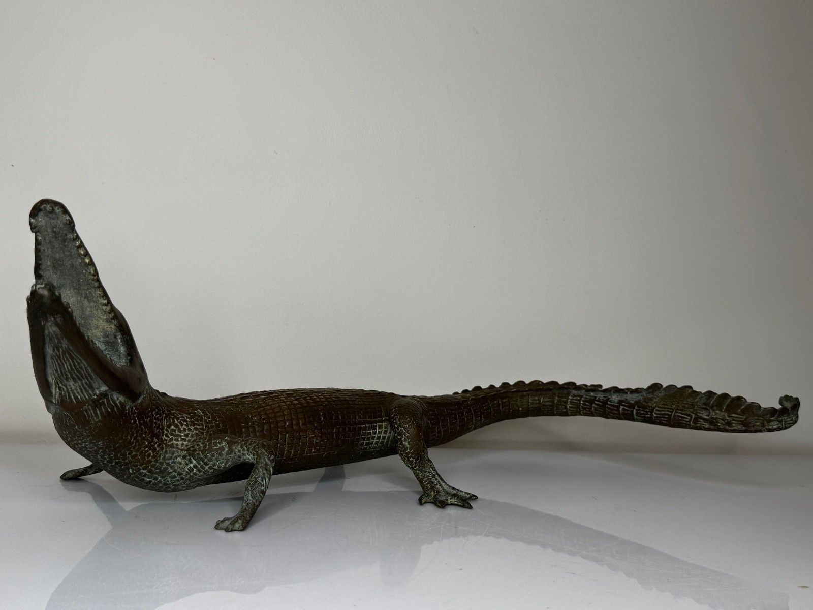 Early 20th Century Bronze Crocodile Fountain Head Garden Spout In The Manner Of Antoine Louis Barye photo furniture