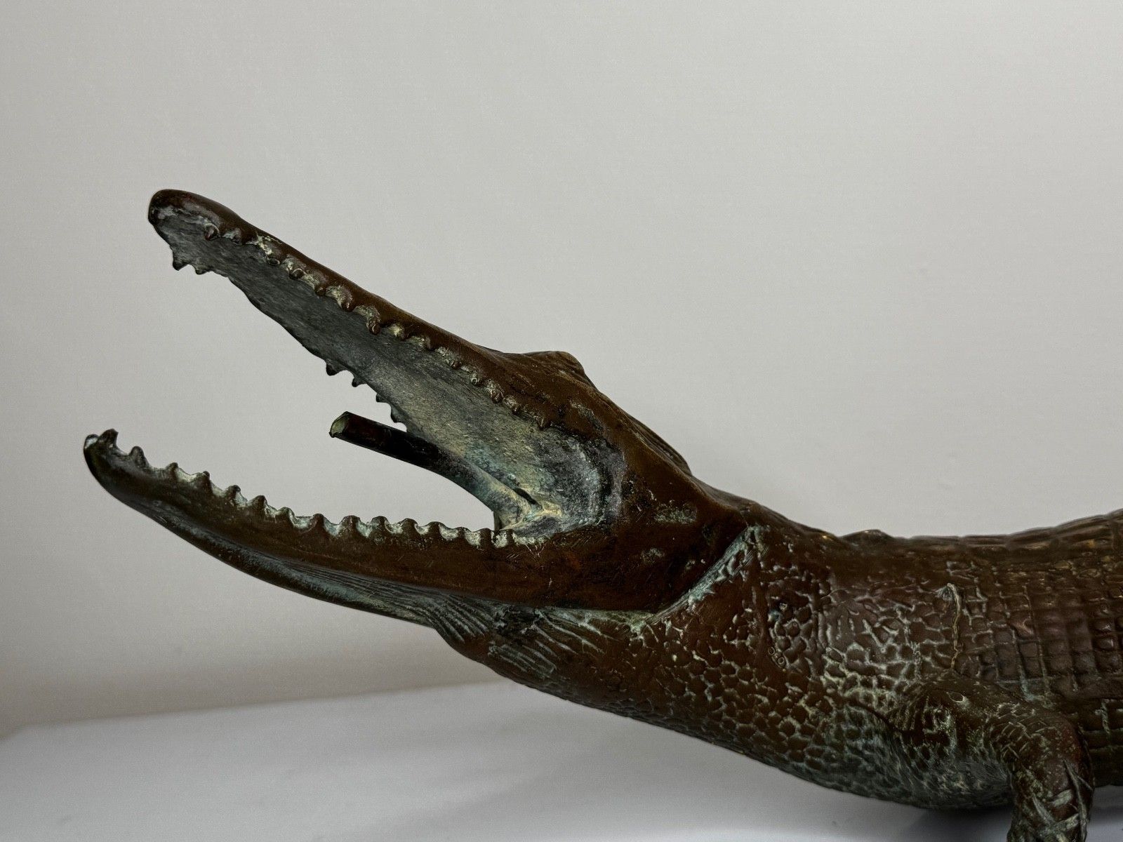 photo for sale Early 20th Century Bronze Crocodile Fountain Head Garden Spout In The Manner Of Antoine Louis Barye