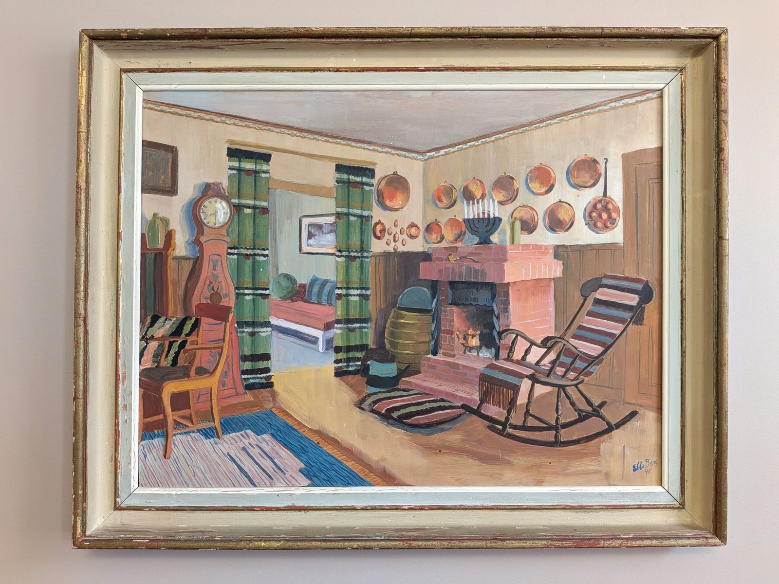 The Family Sitting Room In Oil Onto Board