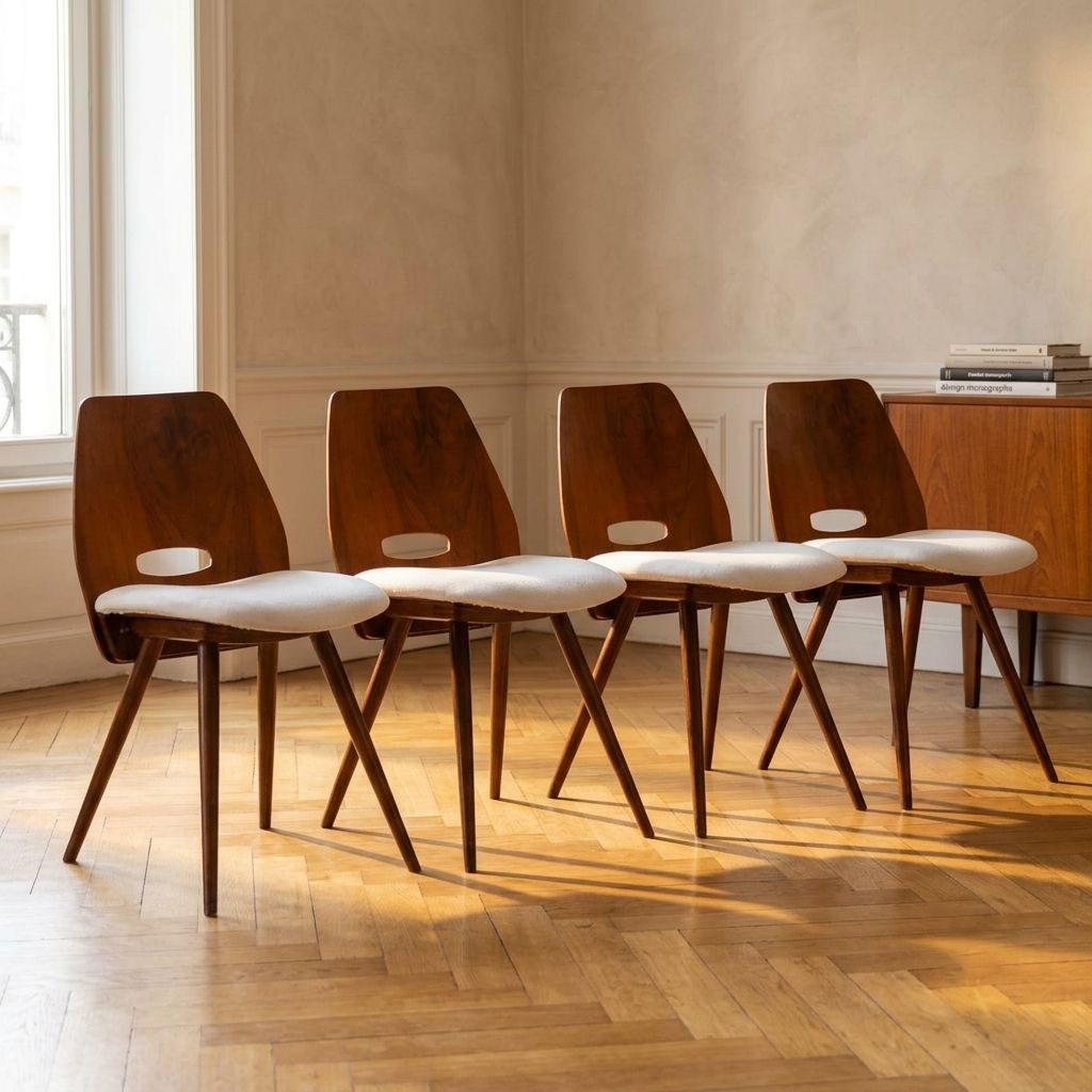 Set van 4 Vintage Stoelen Tatra Pravenec Gentleman Midden 20e Eeuw Tsjecho-Slowakije