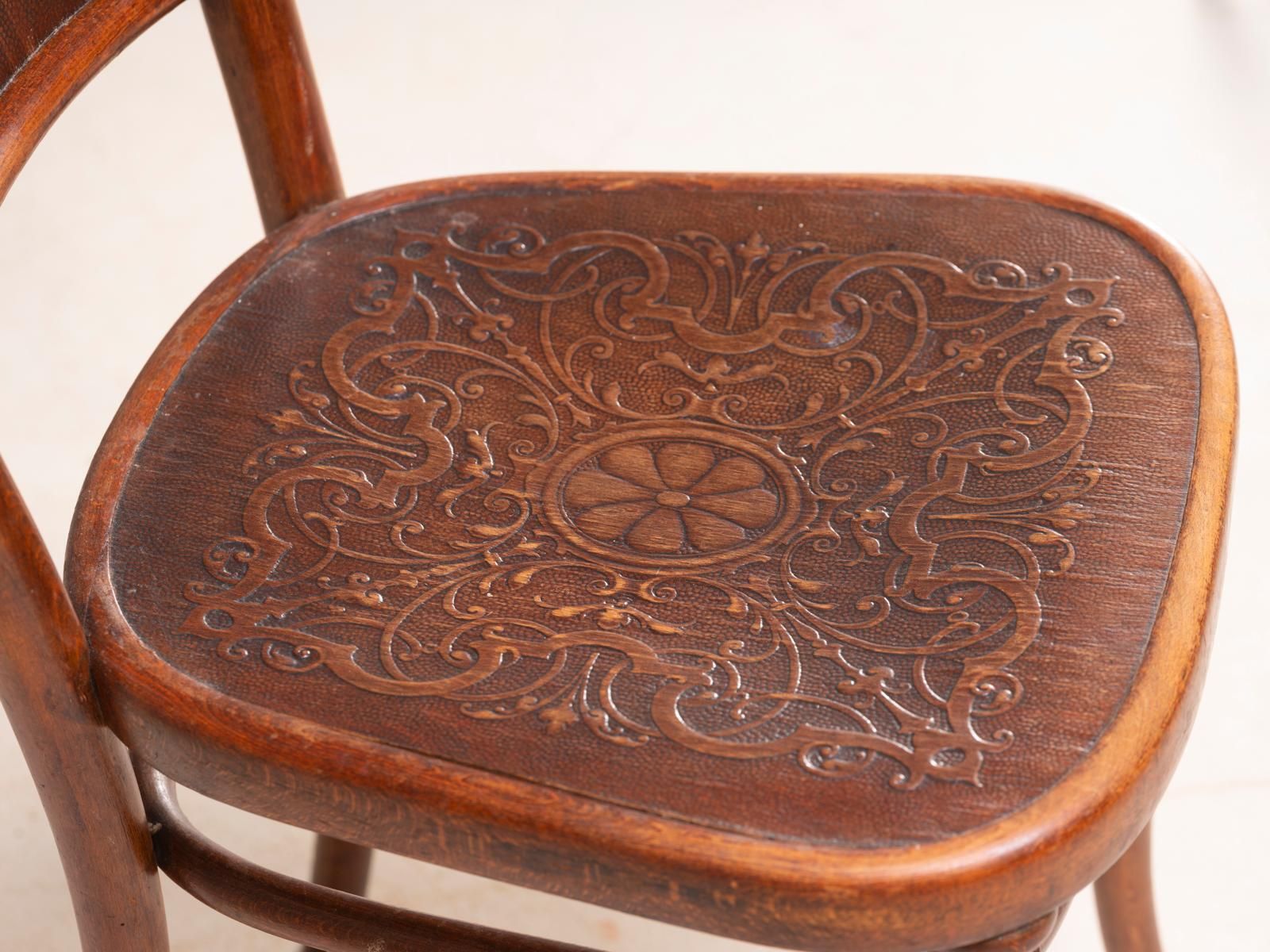 Set Of Four Bentwood Chairs By Jacob & Josef Kohn, Embossed Seats, Mid 20th Century, 40 × 49 × 95 Cm photo buy