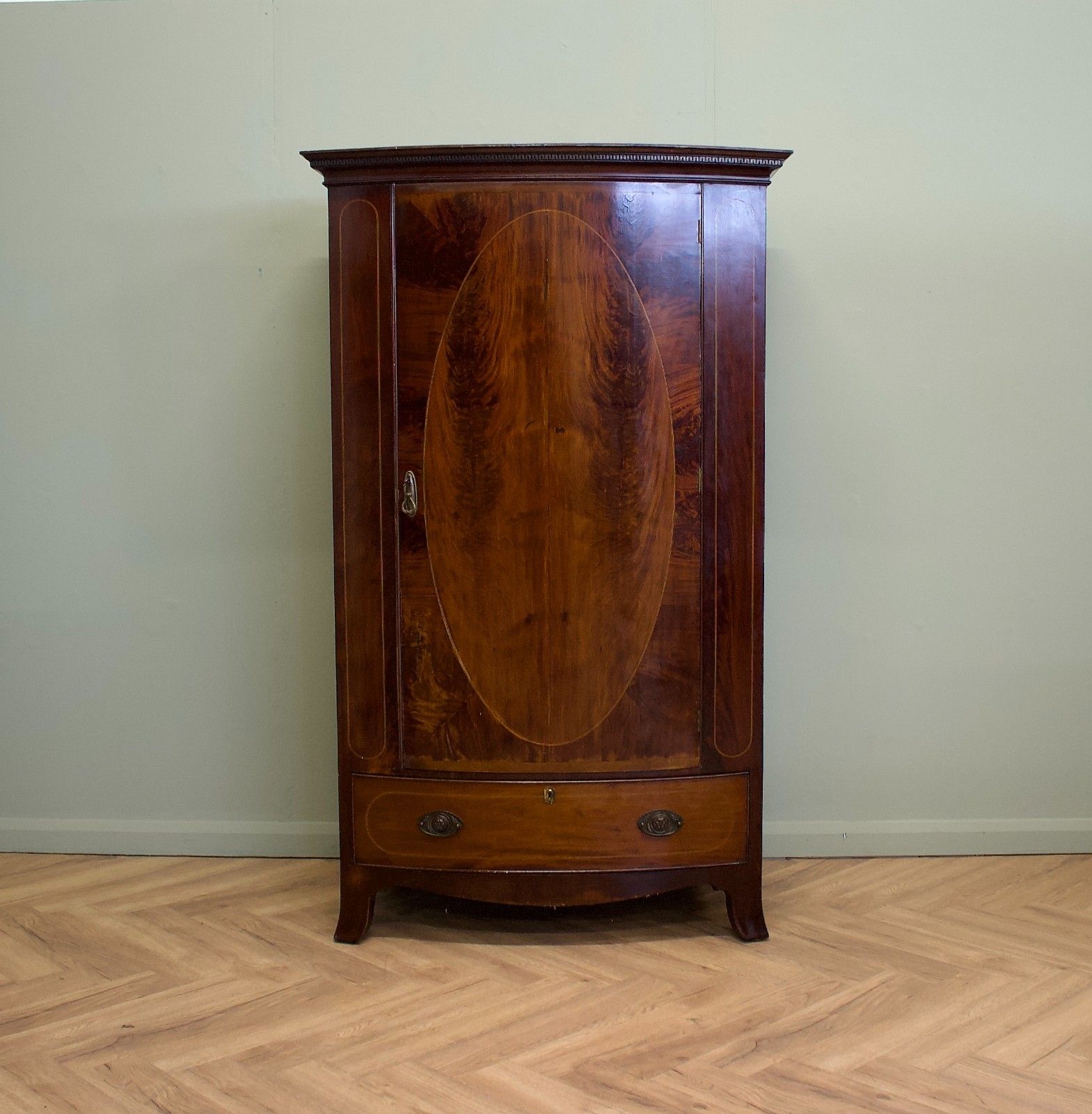 Antique 19th Century Bow Fronted Mahogany Wardrobe, 1890s #1859 photo for sale