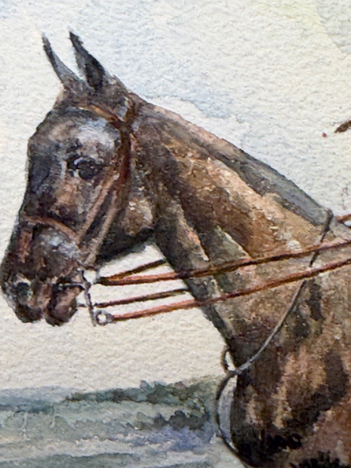 Vintage Watercolour British Sporting School The Huntsman On A Bay Hunter photo buy