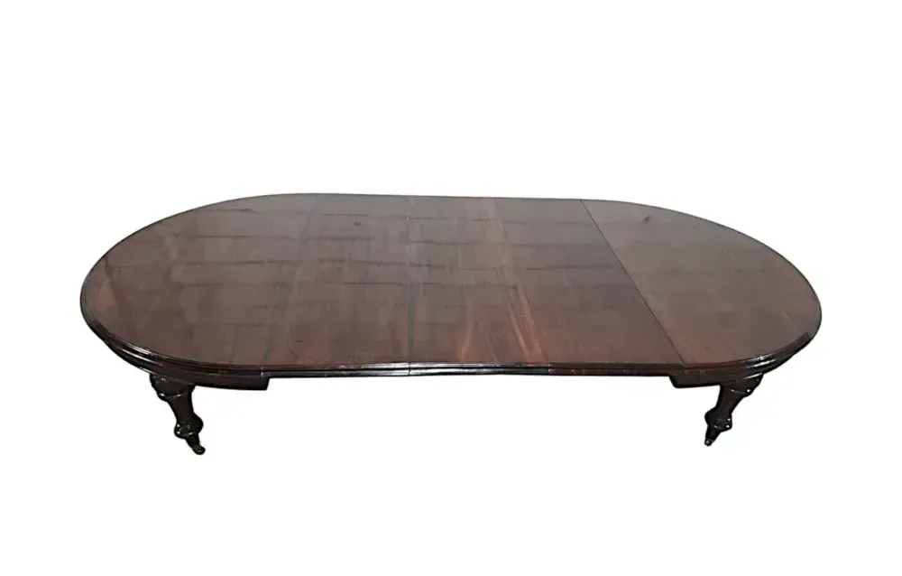 Zeer fraaie 19e eeuwse Ierse D-end eettafel met drie extra bladen in de stijl van Williams and Gibton Dublin photo for sale