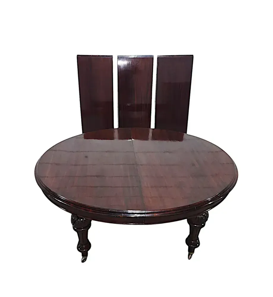 Zeer fraaie 19e eeuwse Ierse D-end eettafel met drie extra bladen in de stijl van Williams and Gibton Dublin photo 15809.0