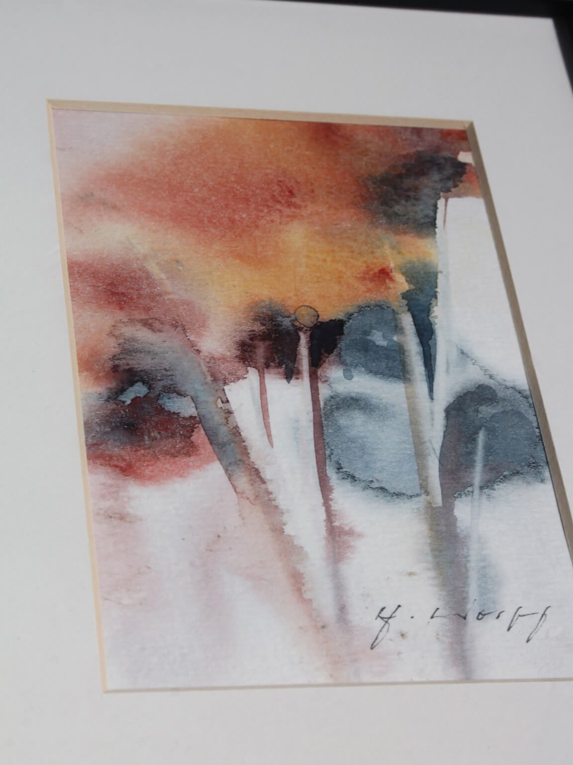Abstract aquarelbloemenschilderij, jaren 1990, Duitsland photo Kunst