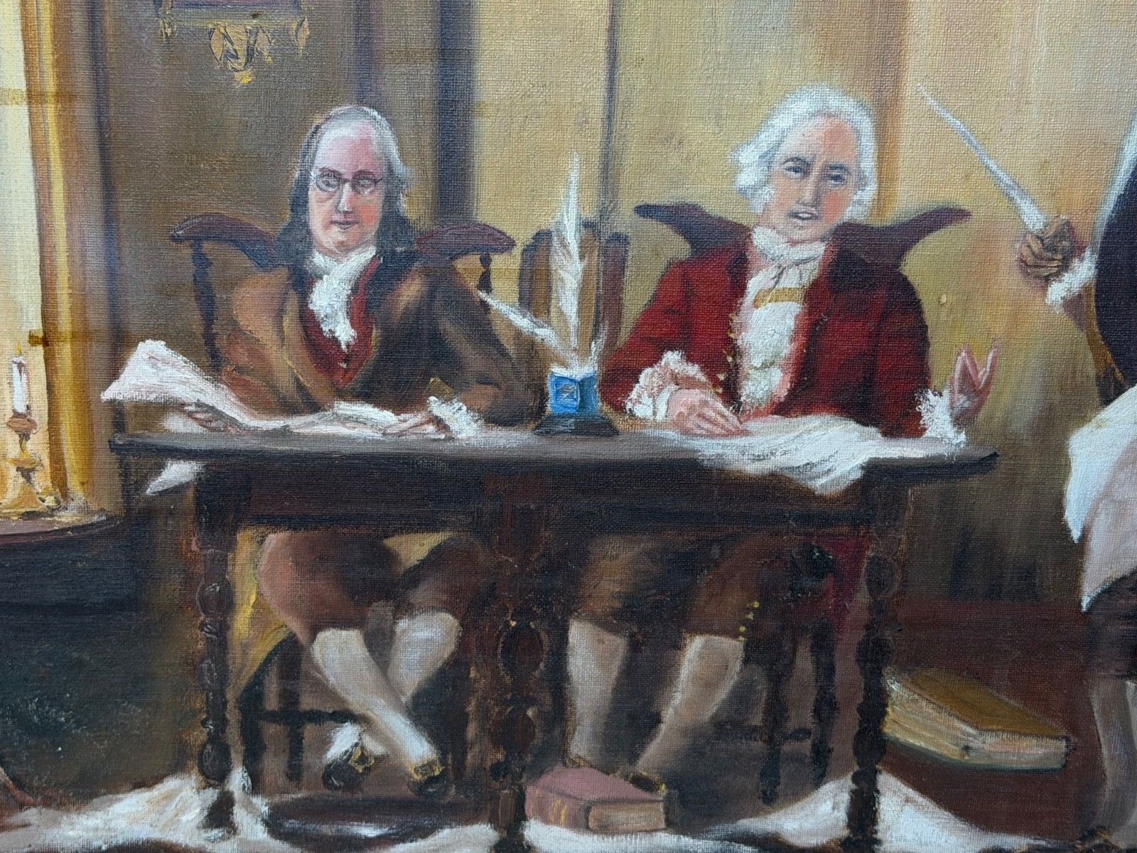 Kunst Vintage Ingelijst Schilderij Franklin, Adams & Jefferson bij het Opstellen van de Onafhankelijkheidsverklaring photo