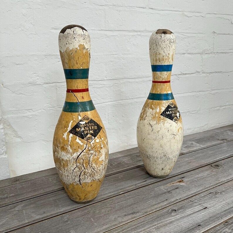2 X Vintage Bowling Pins photo furniture