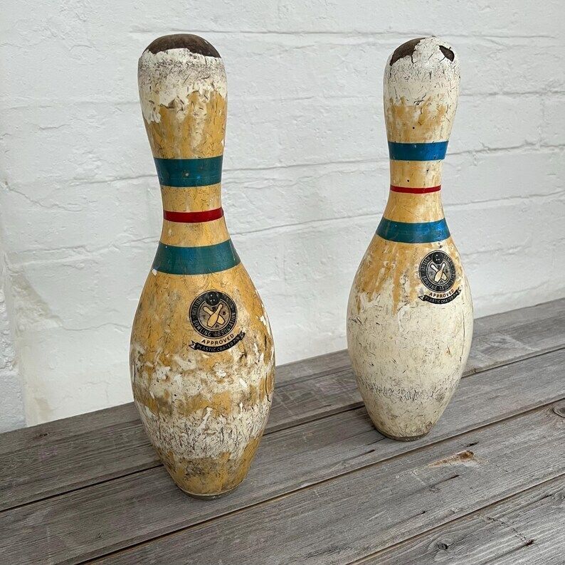 2 X Vintage Bowling Pins