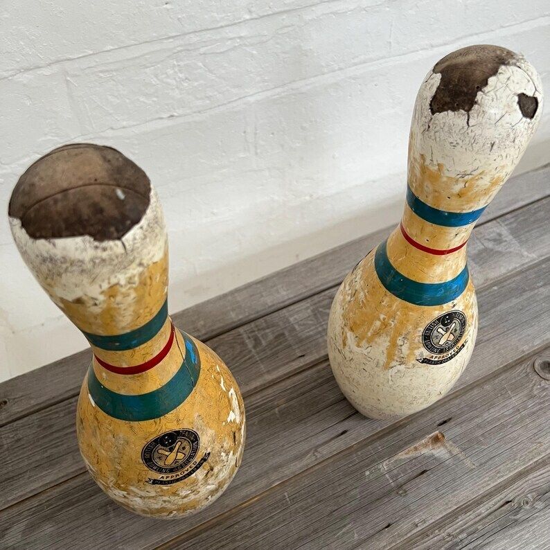 2 X Vintage Bowling Pins photo vintage