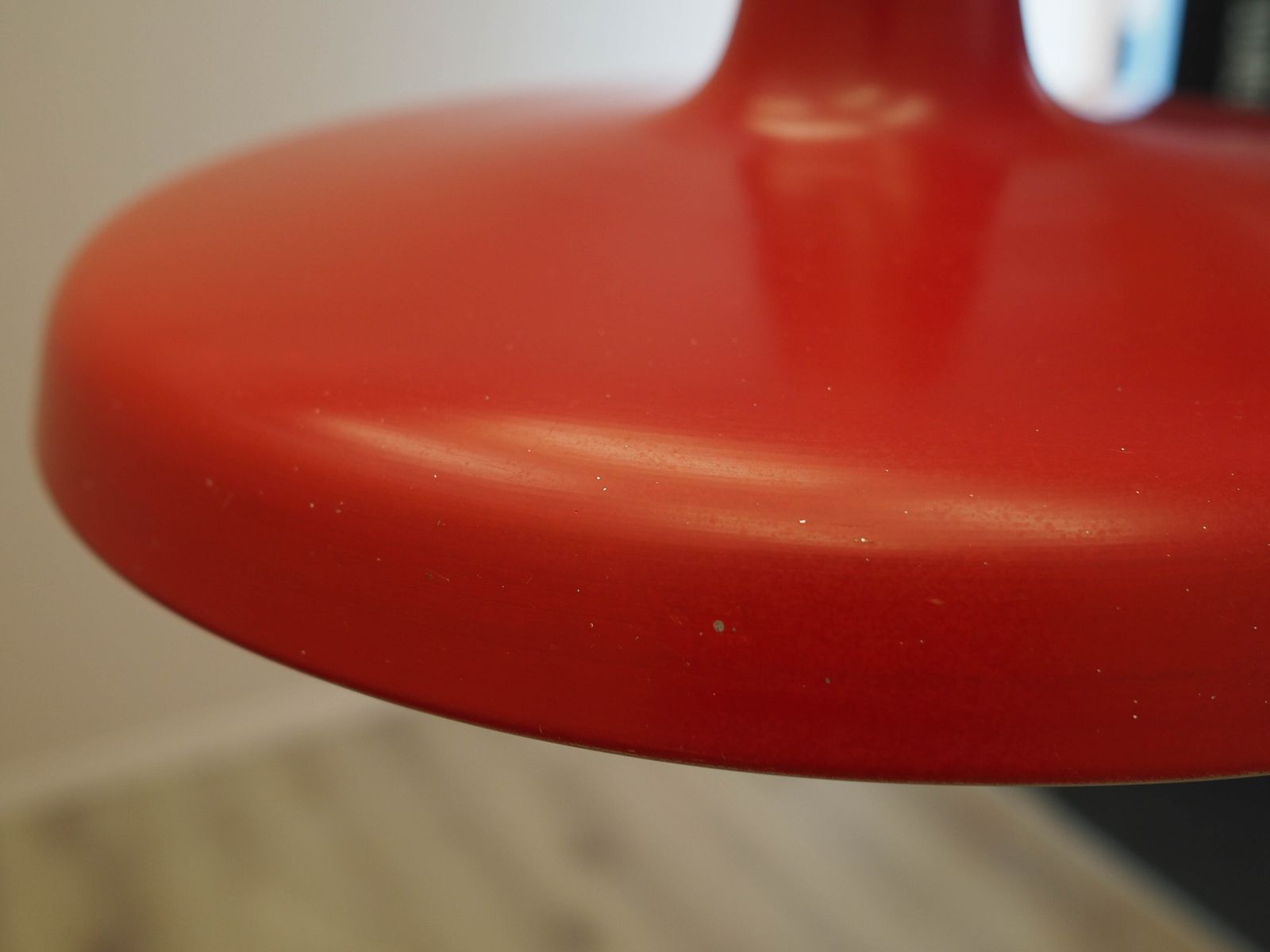 Danish Industrial Pendant Lamp In Red Metal, Scandinavian Modern Design, 1960s photo vinterior