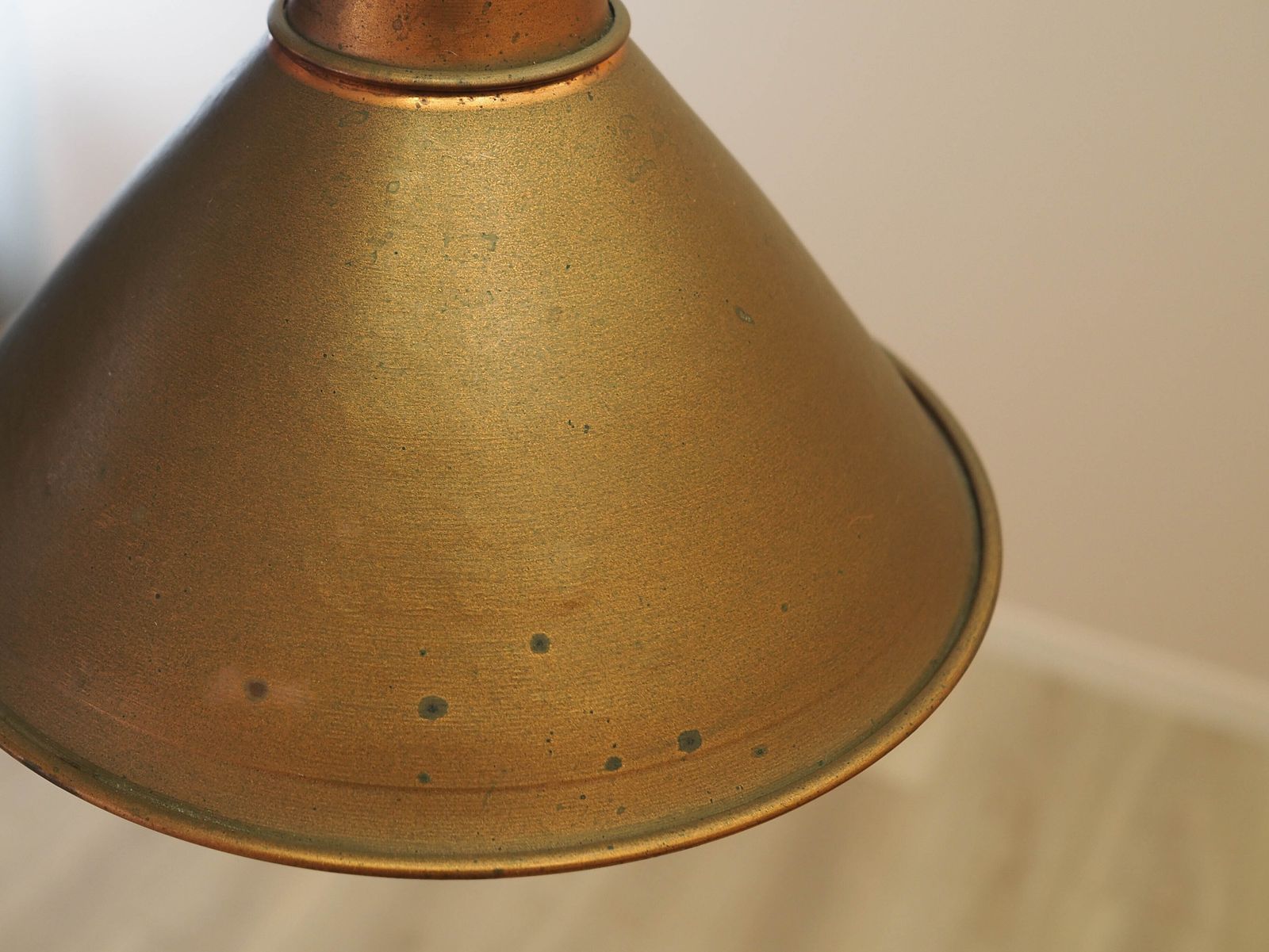 photo for sale Deense Messing Hanglamp Met Industriële Kegelvormige Kap, Scandinavisch Modern Design, jaren 1960