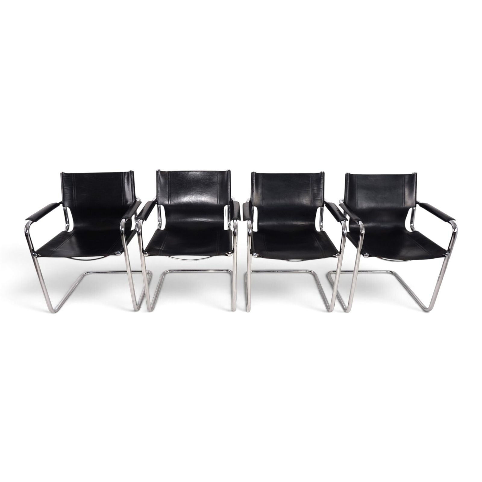Matteo Grassi Visitor Chair, set van 4, leer/chroom cantilever stoelen, 1970 photo 2490.0