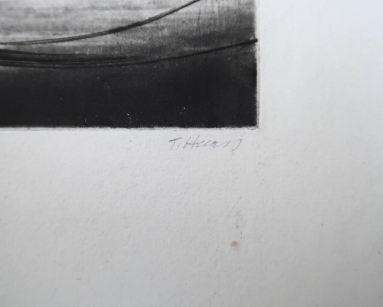 Minimalistisch abstract gravure in zwart-wit van Terry Haass, ca. jaren 1960. photo Kunst