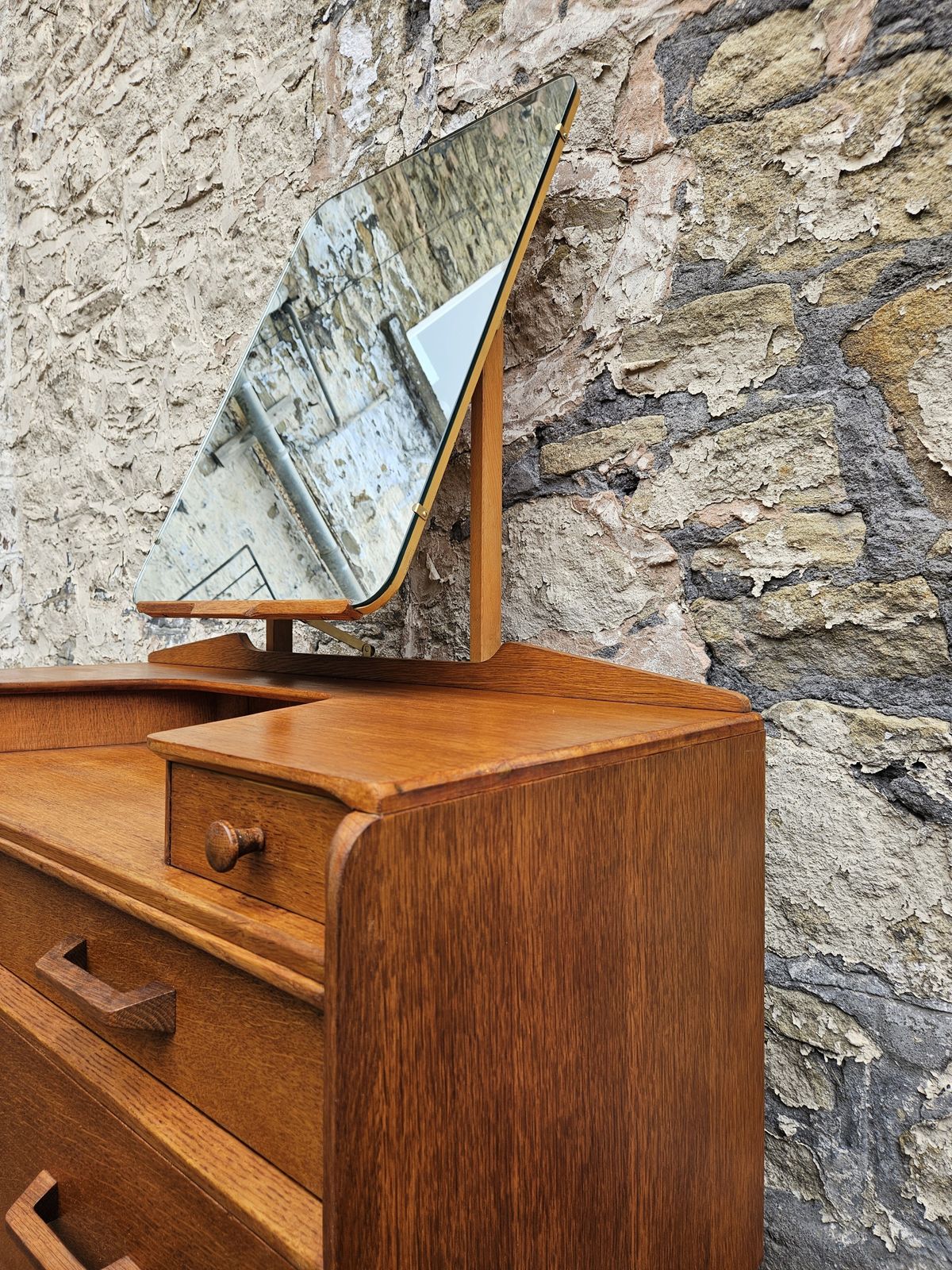 photo for sale G Plan Oak Dressing Table: Brandon Range Mid Century Modern Five Drawer Chest