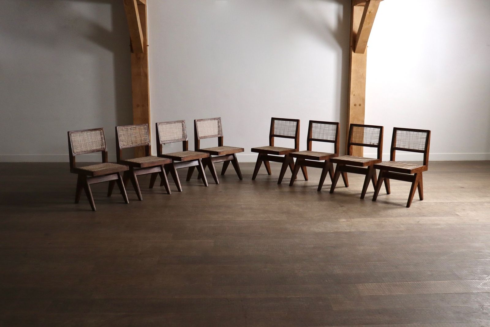 Set Of 8 Pierre Jeanneret Pj Si 25 A Armless Chairs, Chandigarh, 1958 1959 photo furniture